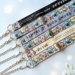 🆕選べる裏地color【No.331(水色/幅3㎝)インド刺繍ストラップ/ チェーン着脱式】スマホストラップ　ショルダーストラップ　ネックストラップ　春　フラワー　母の日　ブルー　名札ストラップ