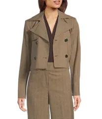カルバンクライン レディース アウター コート Calvin Klein Coordinating Novelty Check Double Breasted Trench Oak Leaf Multi マルチカラー
