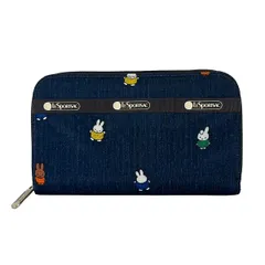 LESPORTSAC(レスポートサック) 長財布 ダークネイビー×黒×マルチ ラウンドファスナー/ミッフィーコラボ