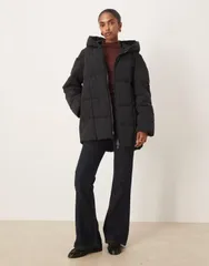マンゴ レディース アウター コート ジャケット Mango puffer jacket with hood Black ブラックのサムネイル