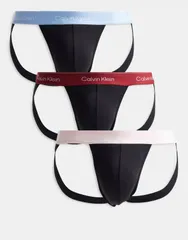 カルバンクライン メンズ アンダーウェア ボクサーパンツ コットン Calvin Klein Icon Cotton Stretch 3 pack jock straps with pinkbluered waistbands Multi マルチカラー