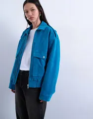 トップショップ レディース アウター ジャケット・ブルゾン キルティング スエード ジャケット Topshop faux suede quilted lined bomber jacket with snap details in bright Bright