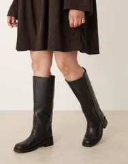 エイソス レディース シューズ ブーツ・レインブーツ ASOS DESIGN Curve Conan pull on chunky boots Black ブラックのサムネイル