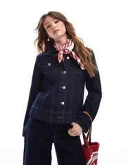 オンリー レディース アウター ジャケット・ブルゾン デニム ONLY fittedenim jacket indigo part of a set Dark blue denim デニム