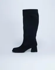 トップショップ レディース シューズ ブーツ・レインブーツ スエード ブーツ ヒール Topshop Thea real suede knee high block heel boots Blackのサムネイル