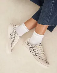 エイソス レディース シューズ スニーカー ツイード レース ASOS DESIGN Deuce lace up sneakers in natural tweed Neutral Tweedのサムネイル