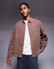 American Eagle ジップアップ ヘリンボーンシャツ ジャケット M - メルカリ
