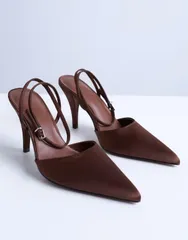 トップショップ レディース シューズ パンプス ヒール Topshop Demi cone heel pumps with tie in chocolate Chocolate チョコレートのサムネイル