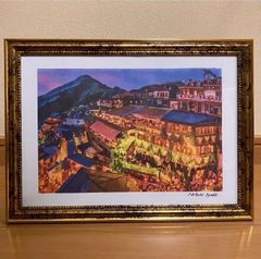 ジブリアート116 千と千尋の神隠しより「渋温泉」 額装品 額縁寸法45