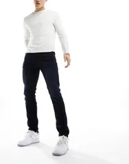 オンリーアンドサンズ メンズ ボトムス デニムパンツ スリムフィット ジーンズ Only Sons Loom slim fit jeans blackwash Dark Blue Denim デニム