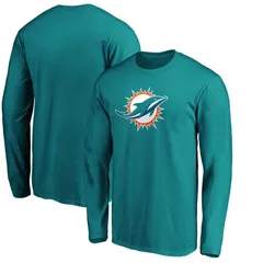 ファナティクス メンズ トップス Tシャツ ロゴ Mens Fanatics Branded Aqua Miami Dolphins Primary Logo Long Sleeve TShirt Dol Turq A アクア