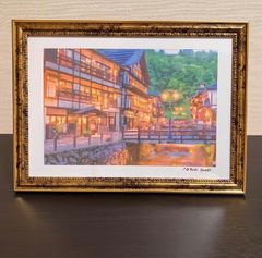 ジブリアート116 千と千尋の神隠しより「渋温泉」 額装品 寸法45㎝×33