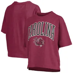 プレスボックス レディース トップス Tシャツ ロゴ Womens Pressbox Garnet South Carolina Gamecocks Nelson Arch Over Logo Waist Length Oversized Slub TShir