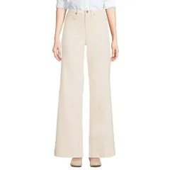 ランズエンド レディース ボトムス デニムパンツ ワイドレッグ プチ ジーンズ Petite Lands End High Rise Wide Leg Jeans Natural