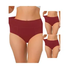アレグラ ケー レディース アンダーウェア パンツ プラスサイズ コットン ハイウエスト ALLEGRA K 3 Packs Womens Cotton Highwaist available In Plusize Tummy Control Underwea