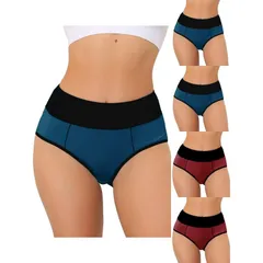 アレグラ ケー レディース アンダーウェア パンツ ハイウエスト プラスサイズ ALLEGRA K 5 Packs Womens High Waistummy Control Colorblock Brief Available In Plusize Dark