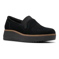 クラークス レディース シューズ サンダル スエード Clarks Zylah Sky Womensuede Wedge Shoes Black ブラック
