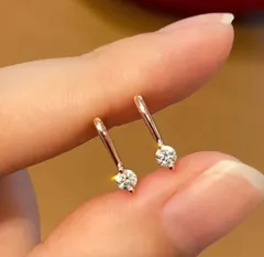 1粒クリスタル　ピンクゴールド　ピアス