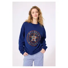 テレズ レディース トップス Tシャツ スウェット ロゴ Womens Terez Navy Houston Astros Oversized Gemstone Logo Sweatshirt Astのサムネイル