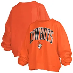 プレスボックス レディース トップス Tシャツ スウェット ロゴ Womens Pressbox Orange Oklahoma State Cowboys Janise Arch Over Logo Waist Length Oversized Pullov