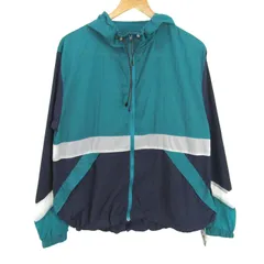 ナージー ナイロンジャケット ウインドブレーカー 未使用 ブランド アウター レディース Fサイズ グリーン×ネイビー NERGY