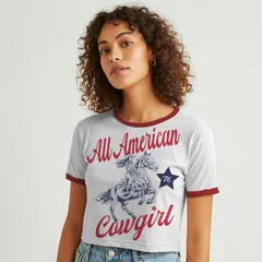 アンブランデッド レディース トップス Tシャツ グラフィック Unbranded Juniors Grayson Threads The Label All American Baby Ringer Patriotic Graphic Tee White P