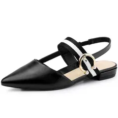 アレグラ ケー レディース シューズ サンダル ALLEGRA K Womens Pointed Toe Slingback Flat Mules with Elastic Strap Fashionable Office Flats Black ブラック