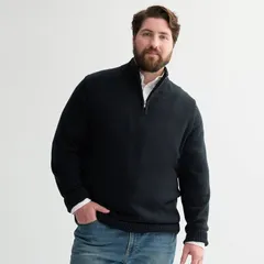 ソノマ メンズ アウター ニット・セーター トール Big Tall Sonoma Goods For Life QuarterZip Sweater Black ブラックのサムネイル