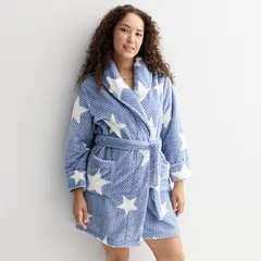 ソノマ レディース アンダーウェア ナイトウェア プラスサイズ Womensonoma Goods For Life Short Plush Wrap Robe Blue Bold Star ブルー
