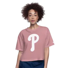スターター レディース トップス Tシャツ クロップド Womenstarter Pink Philadelphia Phillies Play the Ball Boxy Cropped TShirのサムネイル