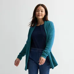 クロフト＆バロー レディース アウター ニット・セーター カーディガン Womens Croft Barrow Thextra Soft Closureless Cardigan Mystery Teal ティール