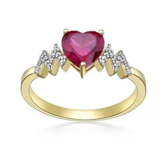 Gemminded レディース アクセサリー リング Gemminded 18k Gold Over Silver LabCreated Ruby LabCreated White Sapphire Heart Ringold Tone ゴールド