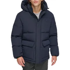 リーバイス メンズ アウター ジャケット・ブルゾン パーカー コート Mens LevisR Heavyweight Hooded Puffer Parka Coat Blue ブルー
