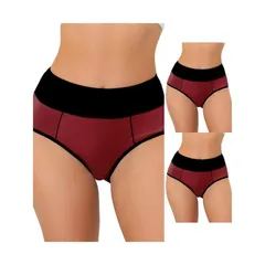 アレグラ ケー レディース アンダーウェア パンツ ハイウエスト プラスサイズ ALLEGRA K 3 Packs Womens High Waistummy Control Panties Available In Plusizes Burgundy バーガ