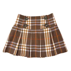 BURBERRY BLUE LABEL プリーツスカート 36 チェック ミニスカート ブラウン ノバチェック風 ウール 日本製 三陽商会 バーバリーブルーレーベル