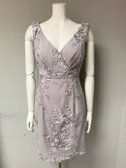 1348 DEA by ROBE de FLEURS ディアバイローブドフルール キャバクラ ドレス ミニ 総レース シアー ノースリーブ フラワー キャバドレス M