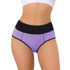 アレグラ ケー レディース アンダーウェア パンツ ハイウエスト プラスサイズ ALLEGRA K Womens High Waistummy Control ColorBlock Brief Available in Plusize Bright Purpl