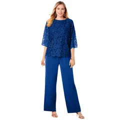 ジェシカロンドン レディース トップス ワンピース プラスサイズ レース ジャンプスーツ Jessica London Womens Plusize Popover Lace Jumpsuit Dark Sapphire サファイア