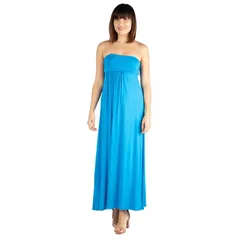 24 セブンコンフォート レディース トップス ワンピース プリーツ ストラップレス マキシ Womens 24seven Comfort Apparel Strapless Loose Fit Pleated Maxi Dress Turquoise ターコ