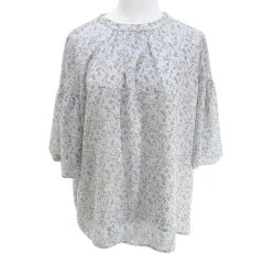 エニィスィス エニシス anySiS 七分袖 カットソー ブラウス 2 灰系 グレー リボン 裏地 総柄