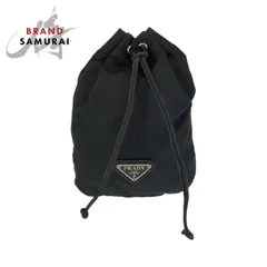 PRADA プラダ テスート 三角ロゴプレート ブラック 黒 シルバー金具 ナイロン ポーチ 巾着 レディース 601551【中古】