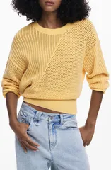 デジグアル レディース アウター パーカー・スウェット セーター コットン ニット Desigualoose Knit Cotton Blend Sweater Yellow イエローのサムネイル