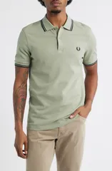 フレッドペリー メンズ トップス ポロシャツ Fred Perry Extra Trim Fitwin Tipped Piqu Polo Seagrass Black ブラック