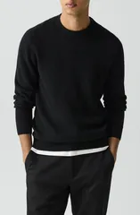 セオリー メンズ アウター パーカー・スウェット クルーネック ウール セーター Theory Maden TNovo Crewneck Wool Sweater Black 001 ブラックのサムネイル