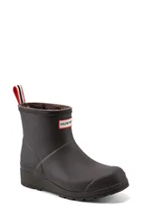 ハンター レディース シューズ ブーツ・レインブーツ Hunter Play Short Faux Shearling Lined Waterproof Rain Boot Dark Brown ブラウン