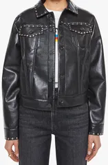 マザー レディース アウター ジャケット・ブルゾン レザー MOTHER The Bruiserecycled Leather Jacket Party Crasherのサムネイル