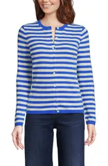 ランズエンド レディース アウター パーカー・スウェット セーター カーディガン Lands End Cashmere Cardigan Sweater Muted CobaltIvory Breton アイボリー