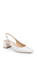 バッジェリーミシュカ レディース シューズ ヒール BADGLEY MISCHKA Oaklee Block Heel Slingback Pump Ivory Silk アイボリー