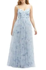 ドレッシーコレクション レディース トップス ワンピース シフォン A ライン フラワー柄 フラワー Dessy Collection Floral ALine Chiffon Gown Mist Garden