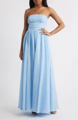 ルルズ レディース トップス ワンピース プリーツ ストラップレス Lulus Calaistrapless Pleatedress Light Blue ブルー
